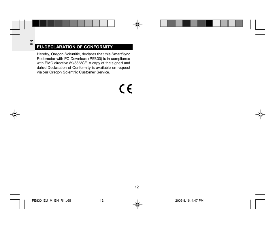 Oregon Scientific PE830 User Manual | Page 13 / 13