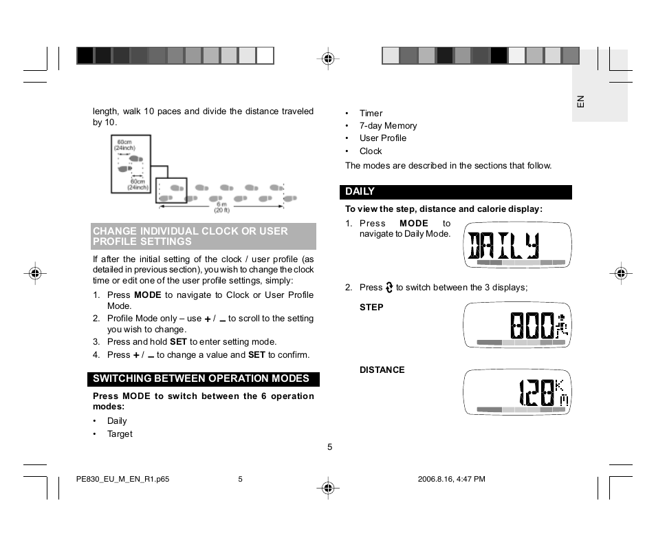 Oregon Scientific PE830 User Manual | Page 6 / 13