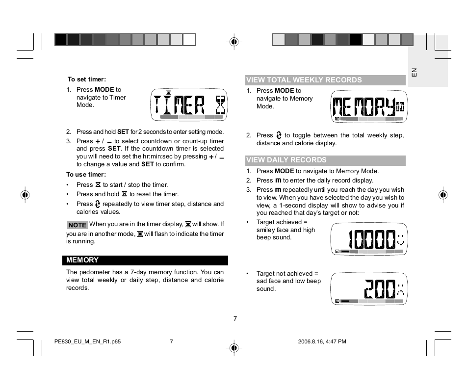 Oregon Scientific PE830 User Manual | Page 8 / 13