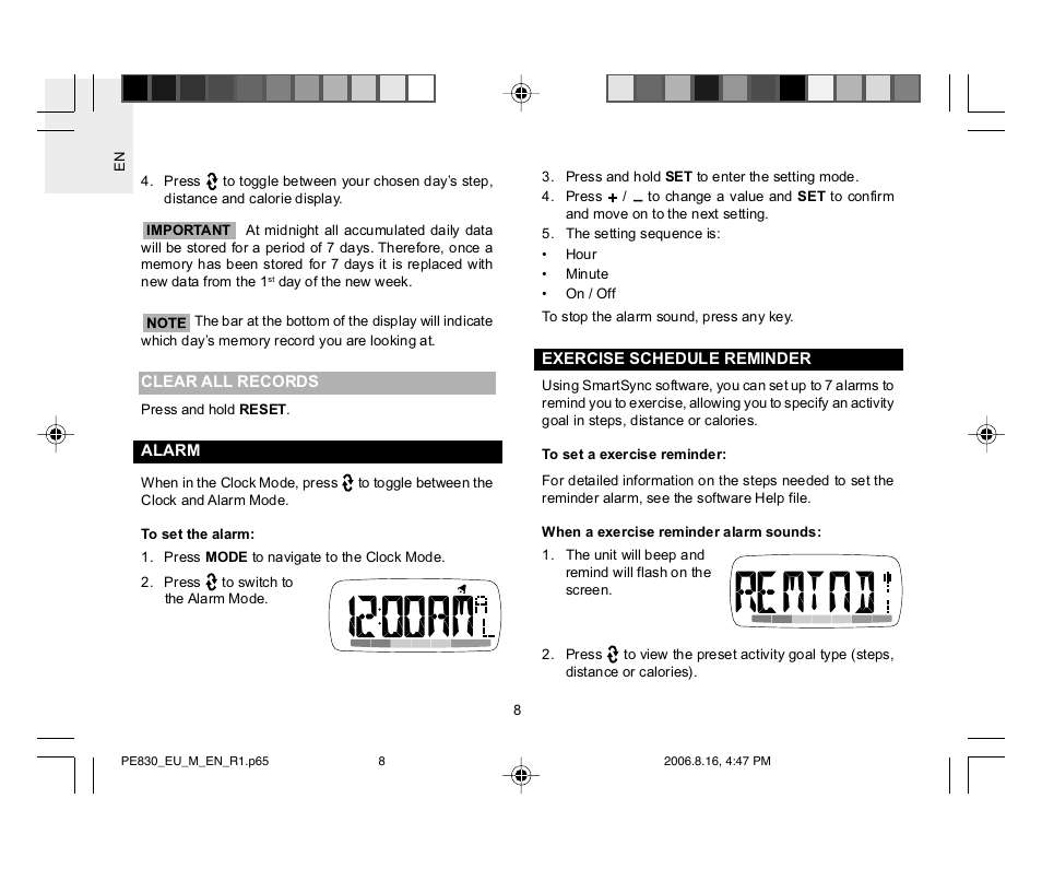 Oregon Scientific PE830 User Manual | Page 9 / 13