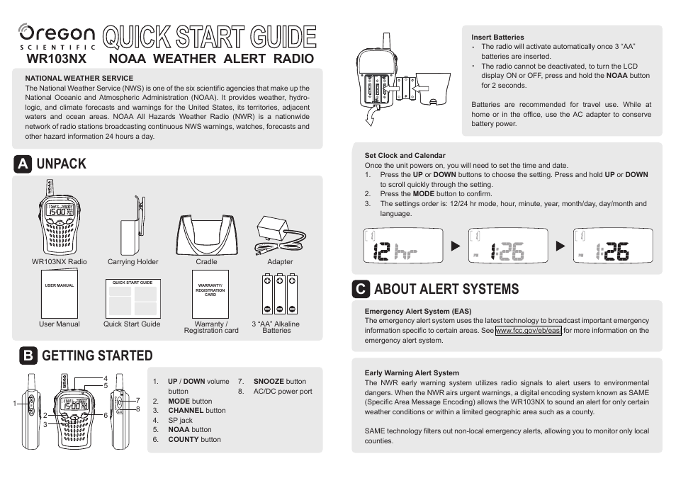 Oregon Scientific WR103NX User Manual | 2 pages