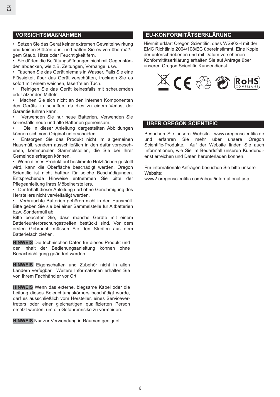 Oregon Scientific WS902H User Manual | Page 28 / 52