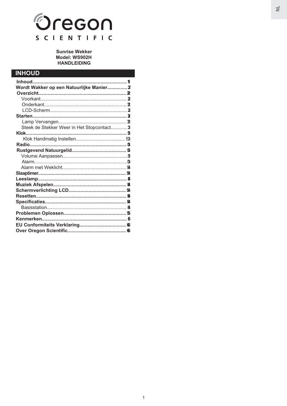 Inhoud | Oregon Scientific WS902H User Manual | Page 41 / 52