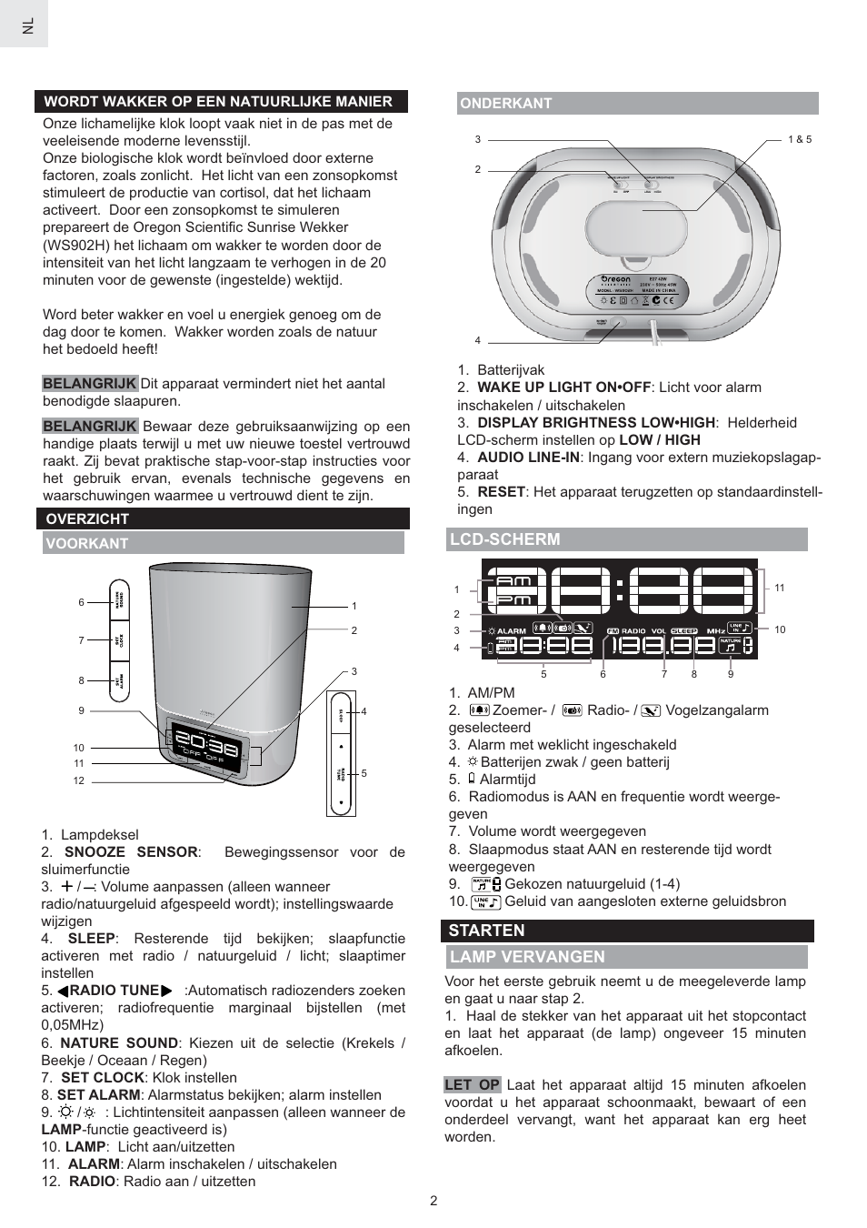 Lamp vervangen lcd-scherm, Starten | Oregon Scientific WS902H User Manual | Page 42 / 52