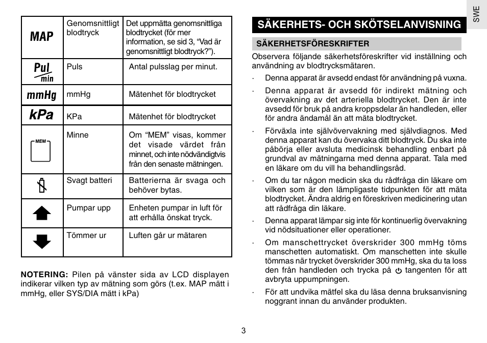 Säkerhets- och skötselanvisning | Oregon Scientific BPW120 User Manual | Page 108 / 121