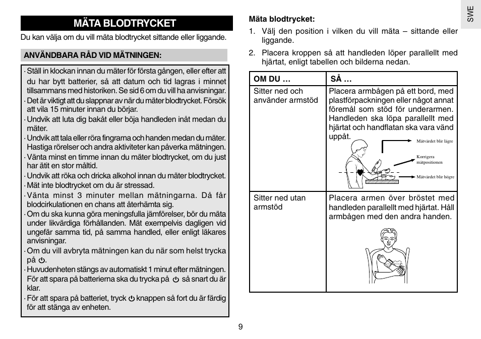 Mäta blodtrycket | Oregon Scientific BPW120 User Manual | Page 114 / 121