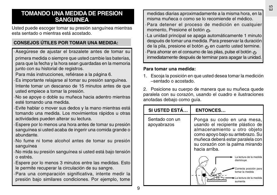 Tomando una medida de presion sanguinea | Oregon Scientific BPW120 User Manual | Page 24 / 121