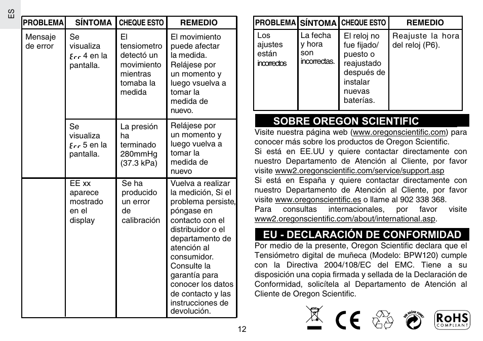 Oregon Scientific BPW120 User Manual | Page 27 / 121