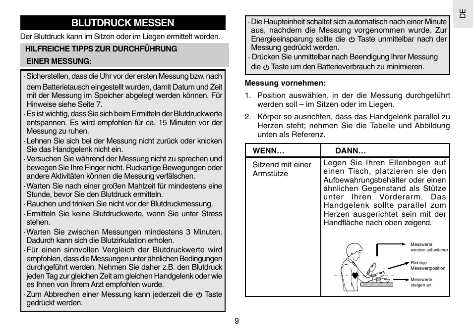 Blutdruck messen | Oregon Scientific BPW120 User Manual | Page 39 / 121