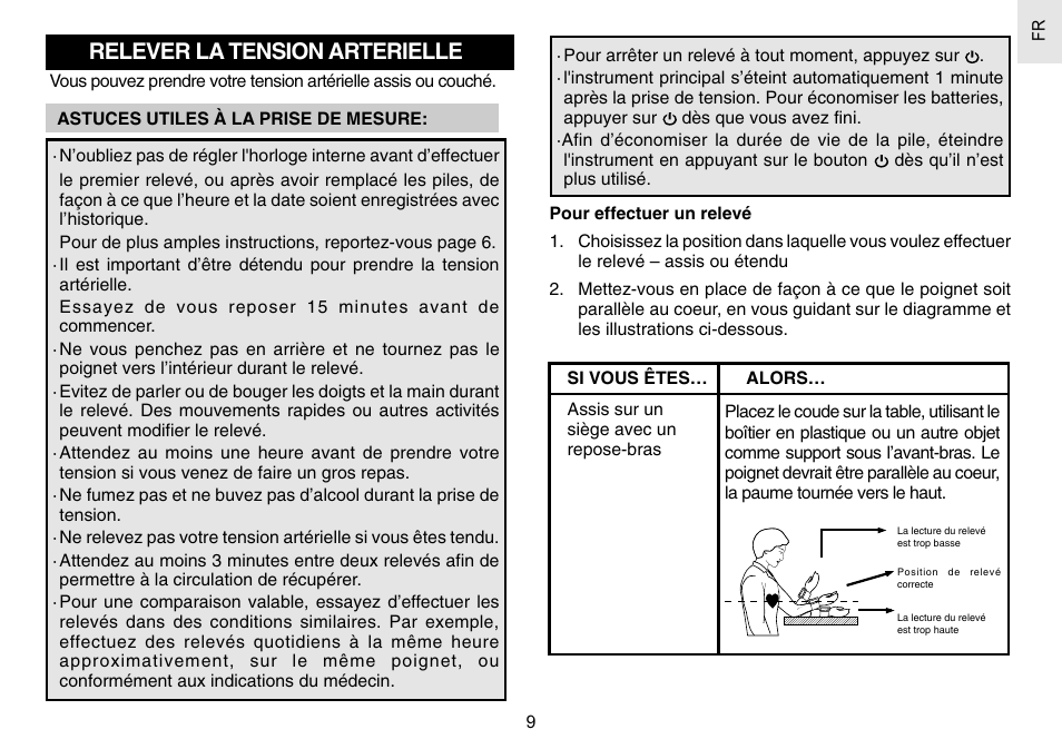 Relever la tension arterielle | Oregon Scientific BPW120 User Manual | Page 54 / 121