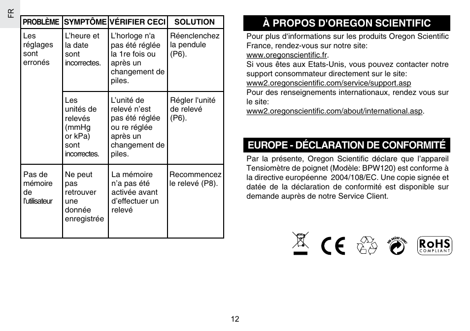 Oregon Scientific BPW120 User Manual | Page 57 / 121