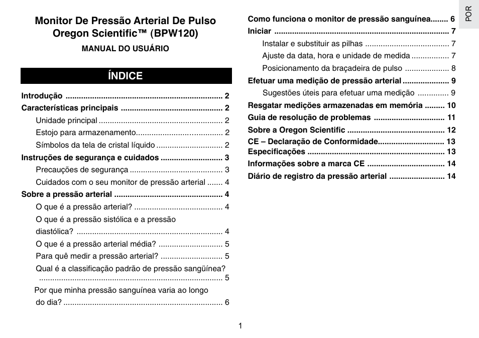 Índice, Introduction | Oregon Scientific BPW120 User Manual | Page 91 / 121