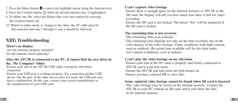 Xiii) troubleshooting | Oregon Scientific Action Cam ATC3K User Manual | Page 22 / 23