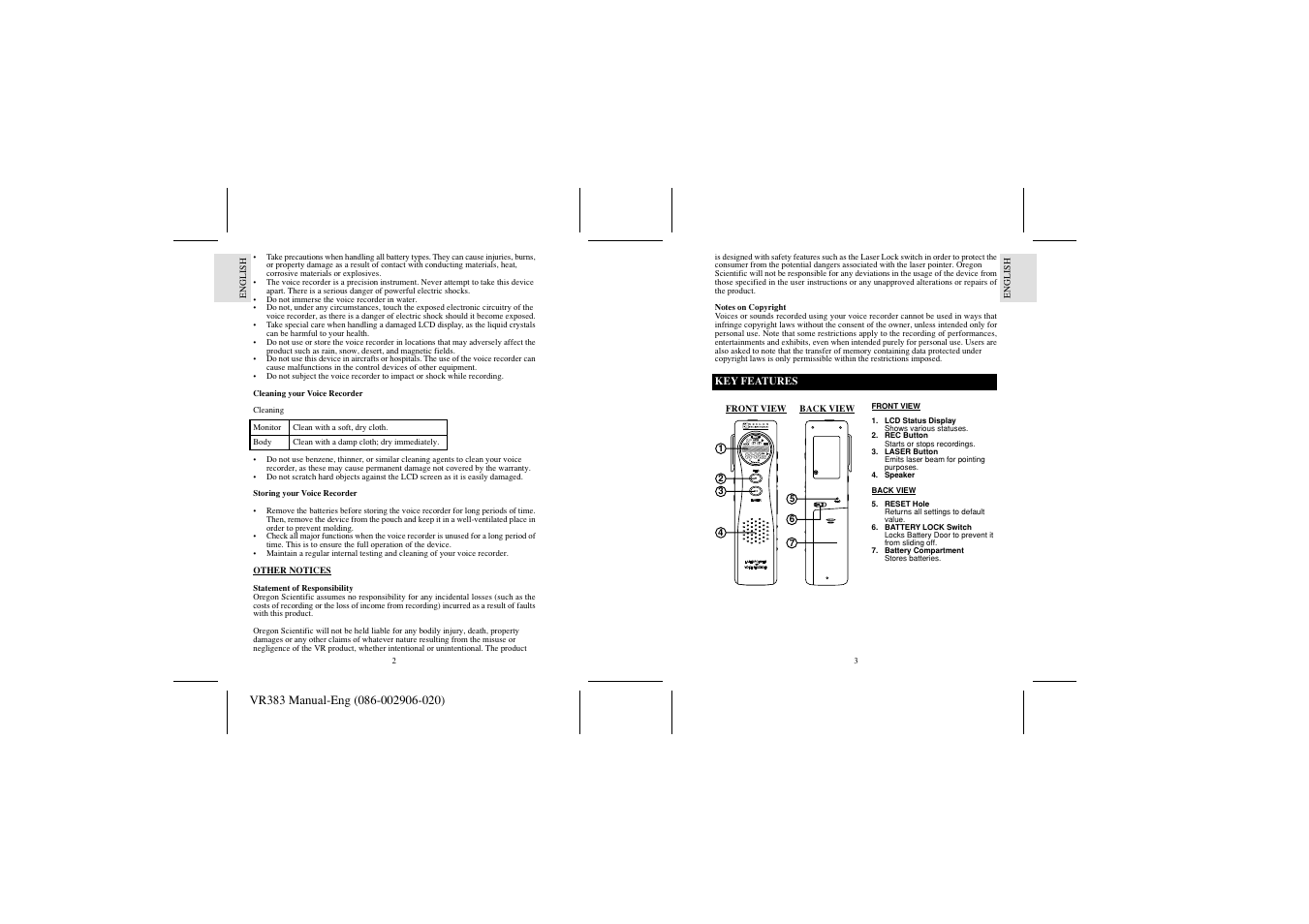 Oregon Scientific VR383 User Manual | Page 3 / 11