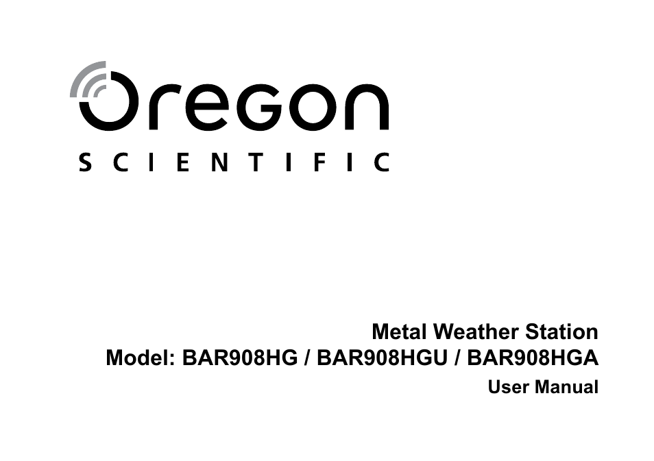 Oregon Scientific BAR908HGA User Manual | 166 pages