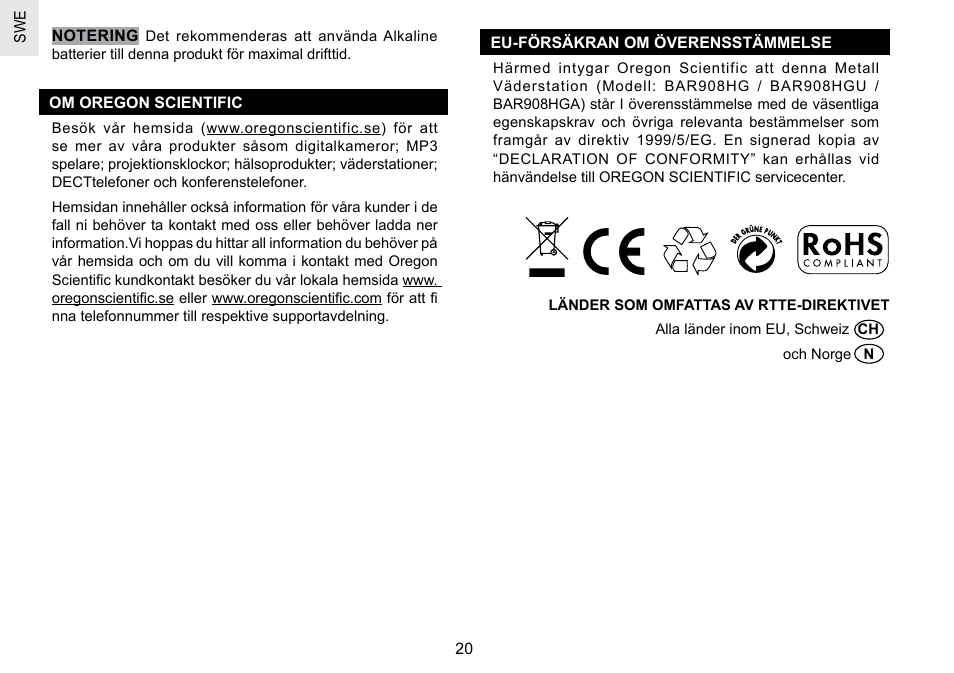 Oregon Scientific BAR908HGA User Manual | Page 165 / 166