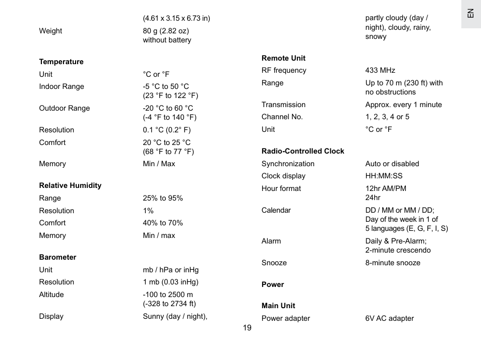 Oregon Scientific BAR908HGA User Manual | Page 20 / 166