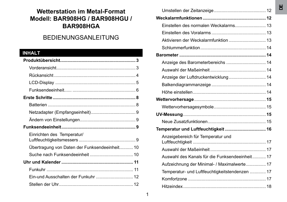 Oregon Scientific BAR908HGA User Manual | Page 43 / 166