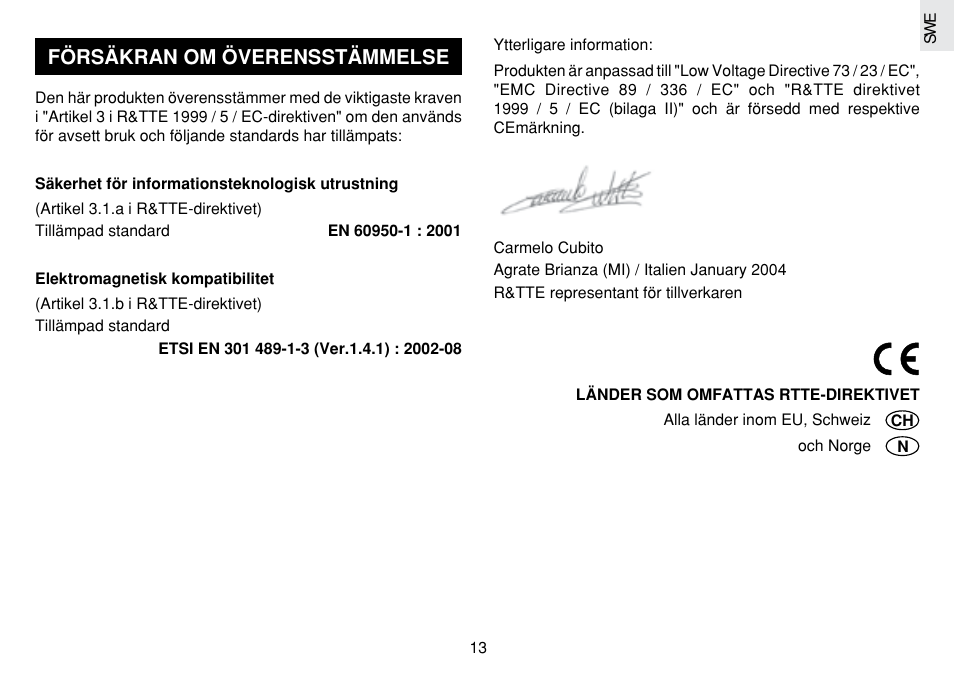 Försäkran om överensstämmelse | Oregon Scientific JM889N User Manual | Page 105 / 106