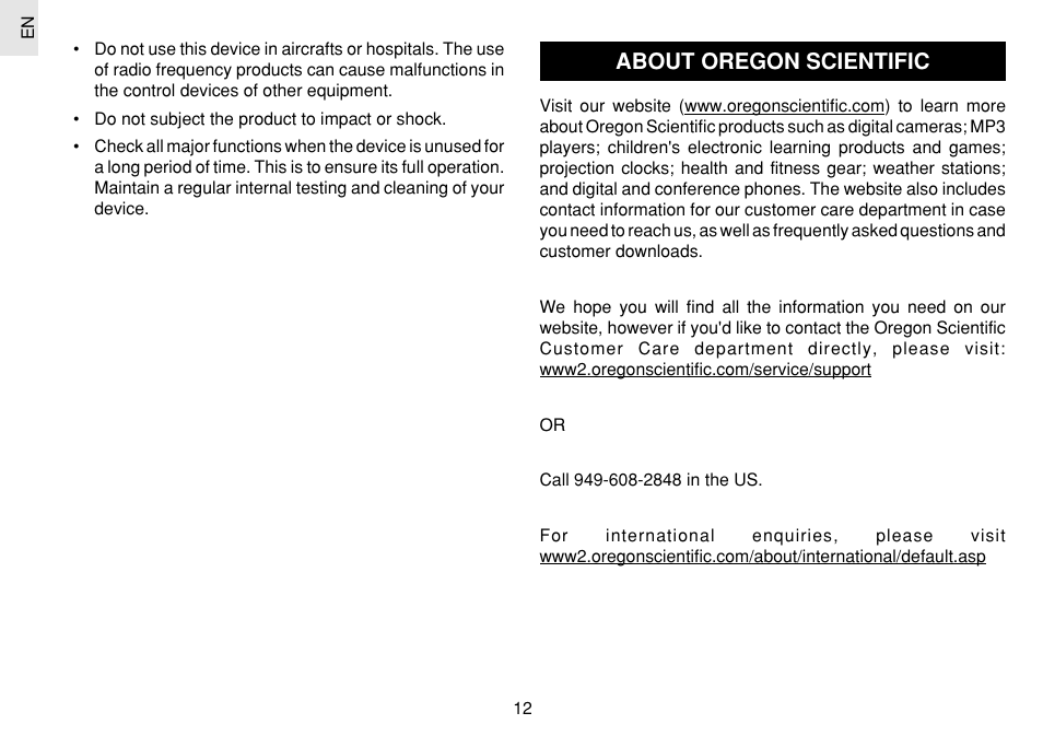 About oregon scientific | Oregon Scientific JM889N User Manual | Page 13 / 106