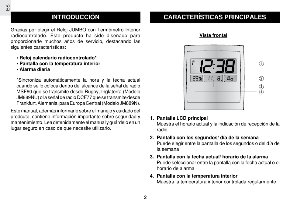 Introducción, Características principales | Oregon Scientific JM889N User Manual | Page 16 / 106