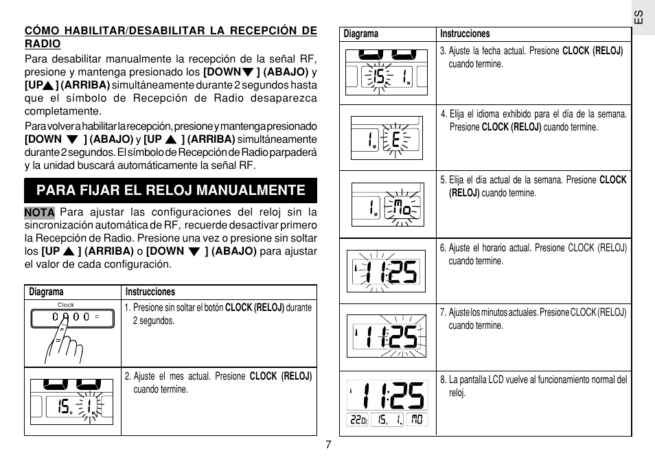 Para fijar el reloj manualmente | Oregon Scientific JM889N User Manual | Page 21 / 106