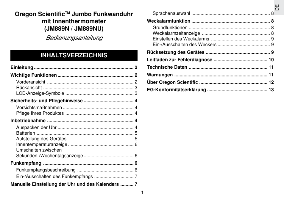 Oregon Scientific JM889N User Manual | Page 28 / 106