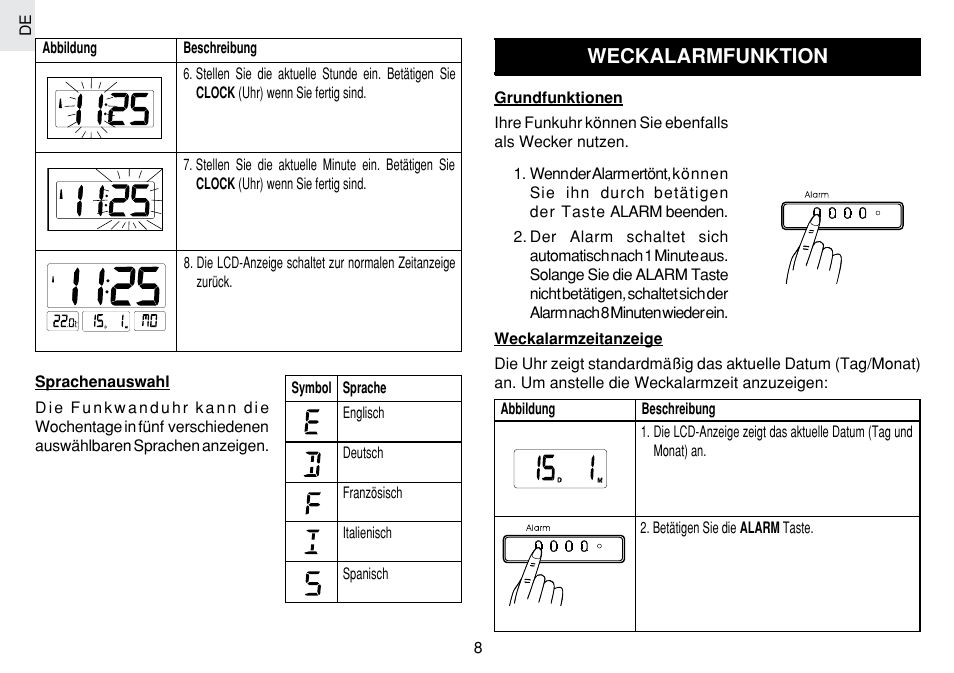 Weckalarmfunktion | Oregon Scientific JM889N User Manual | Page 35 / 106