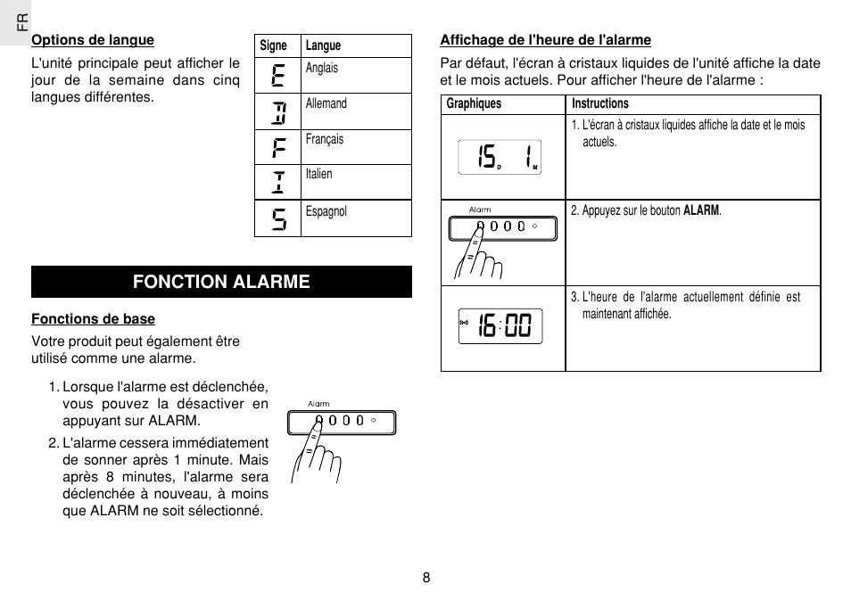 Fonction alarme | Oregon Scientific JM889N User Manual | Page 48 / 106