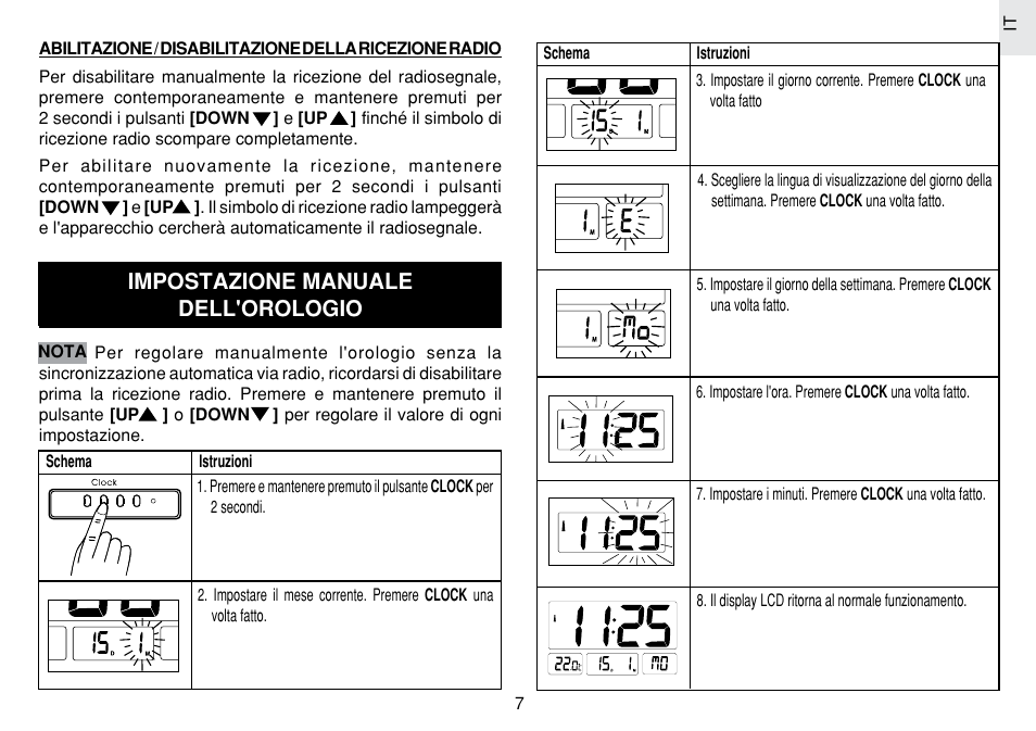 Impostazione manuale dell'orologio | Oregon Scientific JM889N User Manual | Page 60 / 106