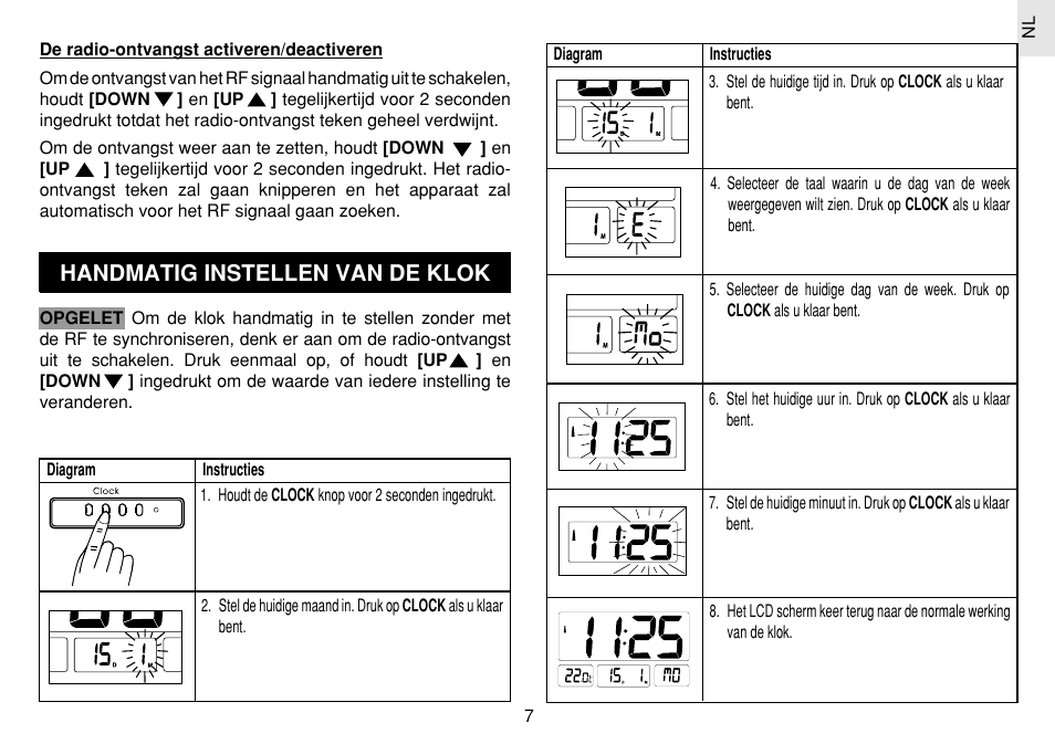 Handmatig instellen van de klok | Oregon Scientific JM889N User Manual | Page 73 / 106