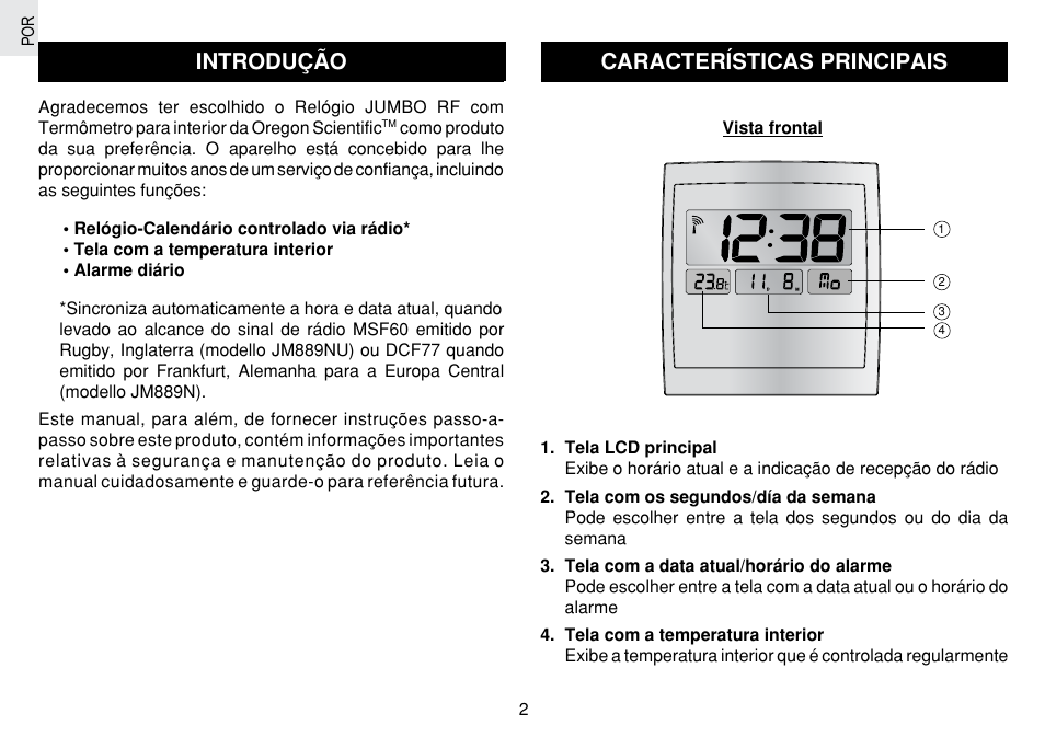 Introdução, Características principais | Oregon Scientific JM889N User Manual | Page 81 / 106