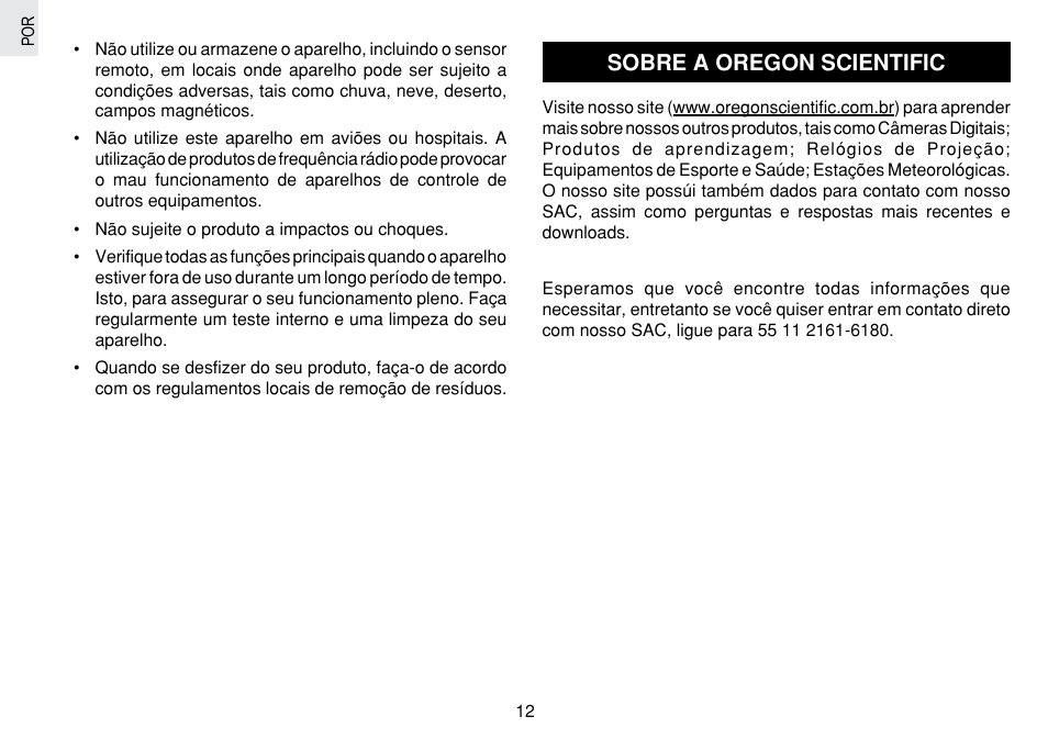 Sobre a oregon scientific | Oregon Scientific JM889N User Manual | Page 91 / 106