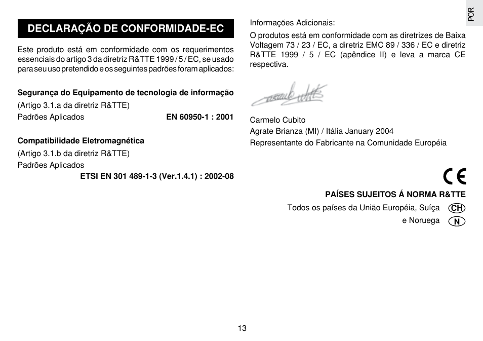 Declaração de conformidade-ec | Oregon Scientific JM889N User Manual | Page 92 / 106