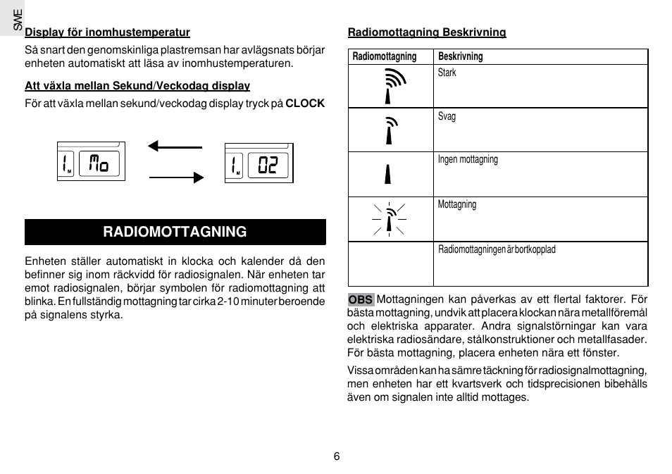 Radiomottagning | Oregon Scientific JM889N User Manual | Page 98 / 106
