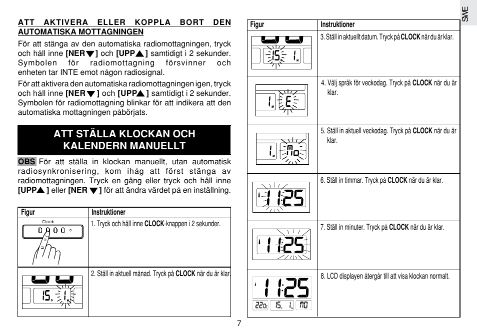 Att ställa klockan och kalendern manuellt | Oregon Scientific JM889N User Manual | Page 99 / 106