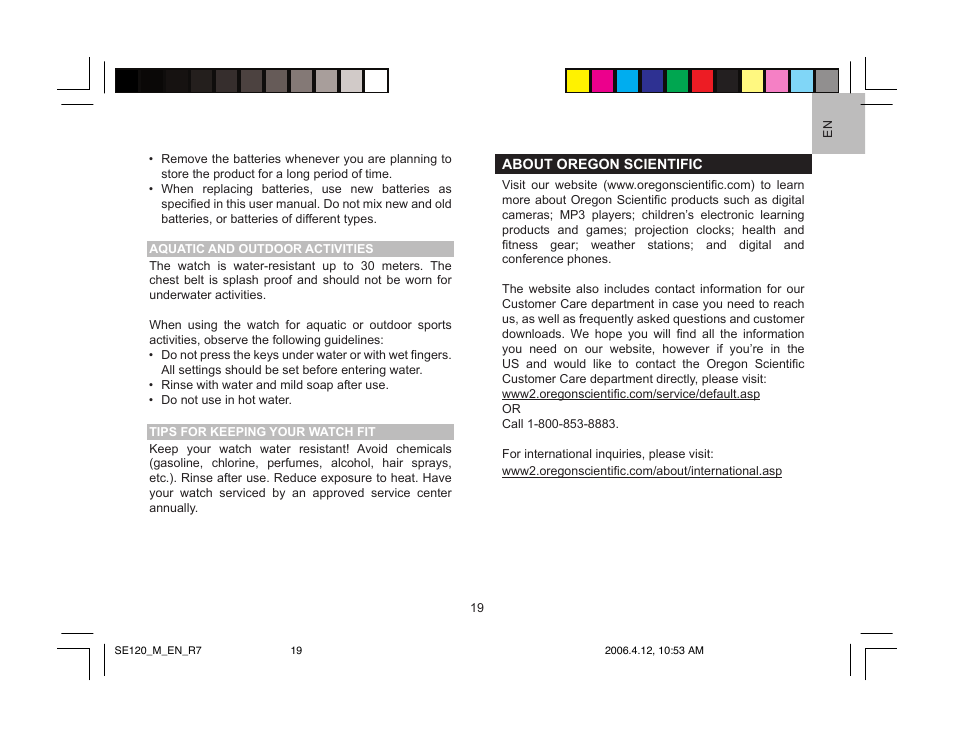 Oregon Scientific SE120 User Manual | Page 19 / 20