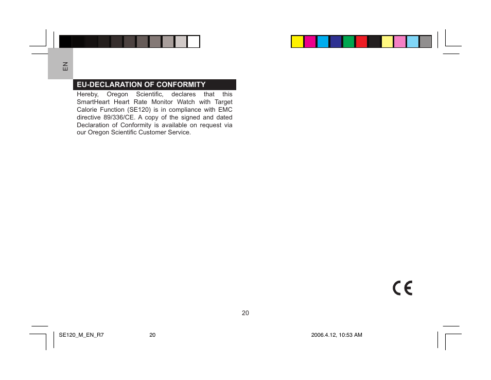 Oregon Scientific SE120 User Manual | Page 20 / 20