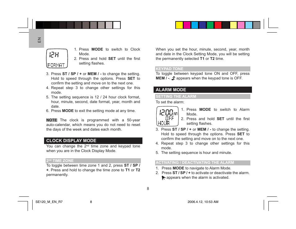 Oregon Scientific SE120 User Manual | Page 8 / 20