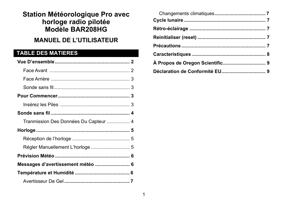 Manuel de l’utilisateur | Oregon Scientific 086L005036-017 User Manual | Page 28 / 73