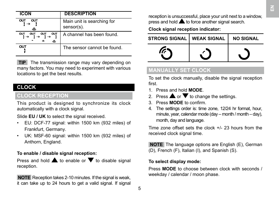 Oregon Scientific 086L005036-017 User Manual | Page 6 / 73