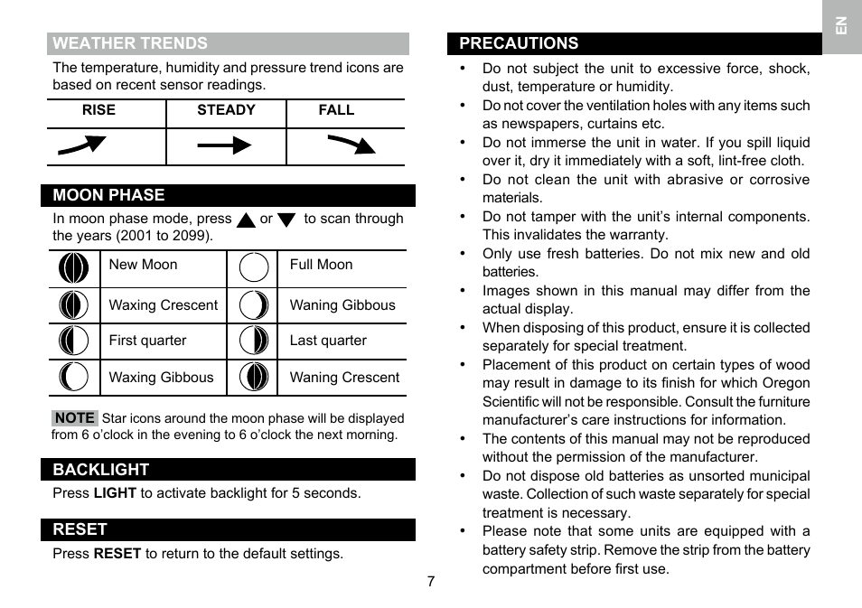 Oregon Scientific 086L005036-017 User Manual | Page 8 / 73