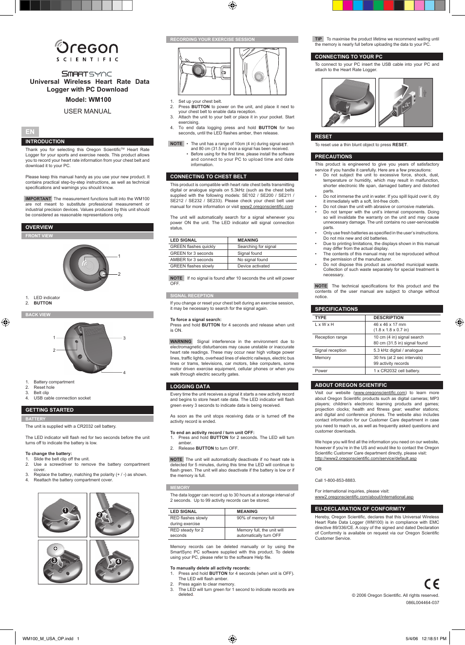 Oregon Scientific SMARTSYNC WM100 User Manual | 1 page