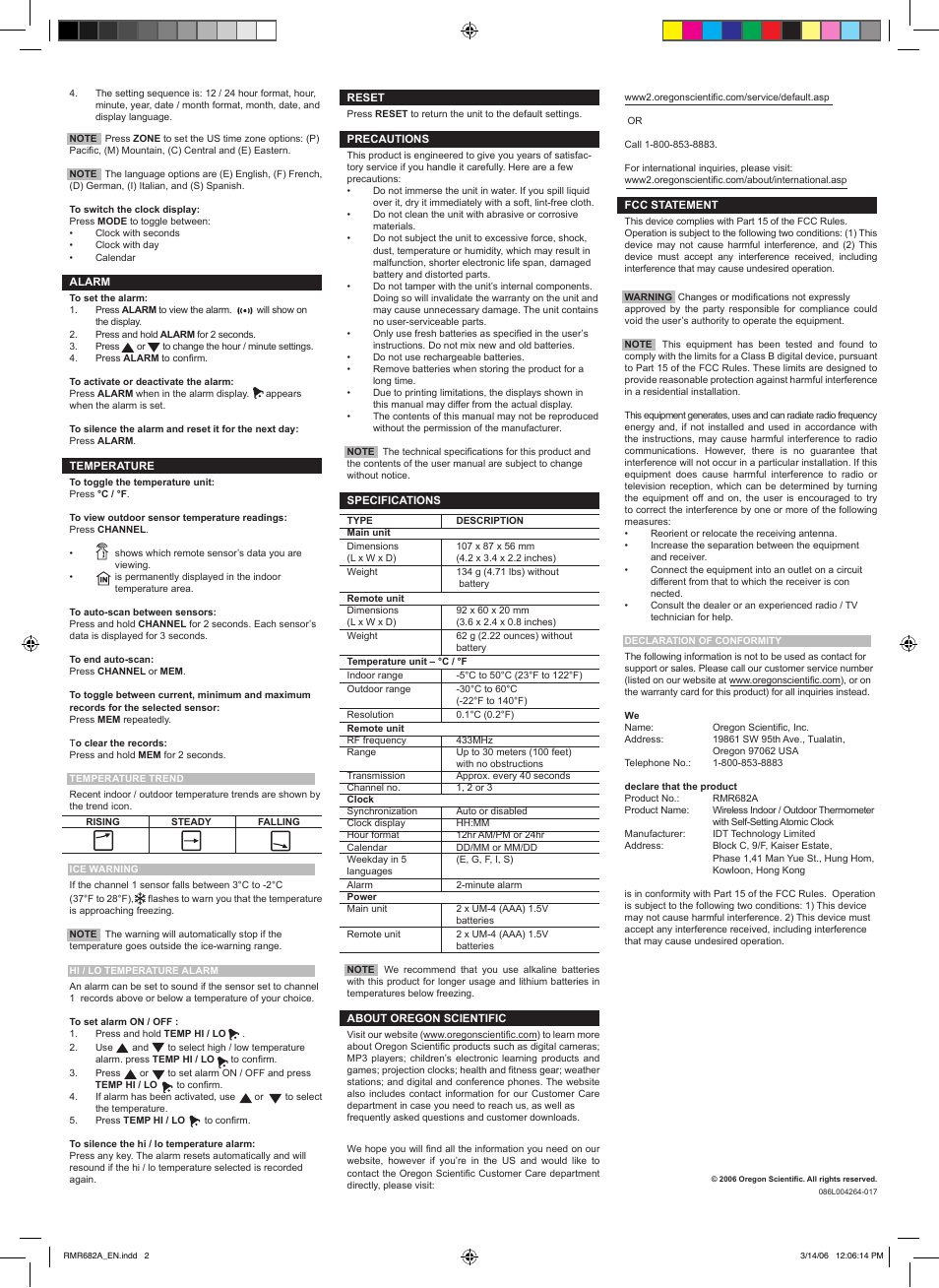 Oregon Scientific RMR682A User Manual | Page 2 / 2