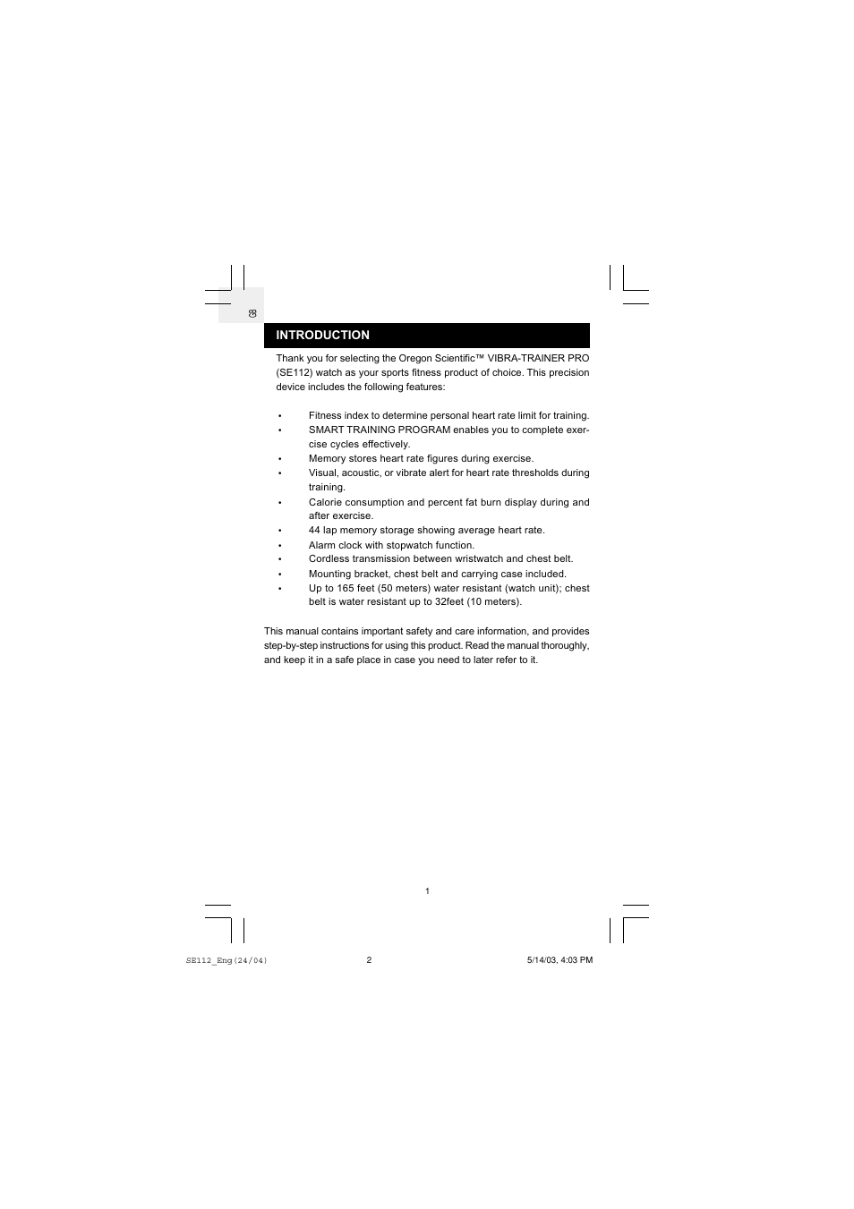 Oregon Scientific SE112 User Manual | Page 2 / 19