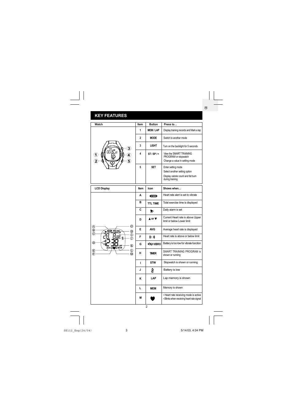 Key features | Oregon Scientific SE112 User Manual | Page 3 / 19
