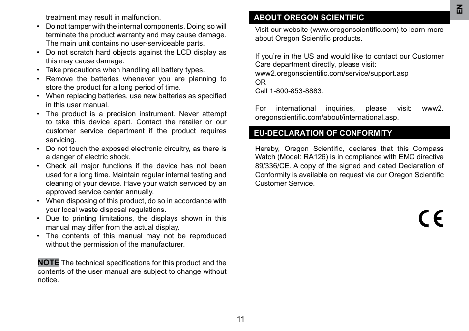 Oregon Scientific RA126 User Manual | Page 12 / 99