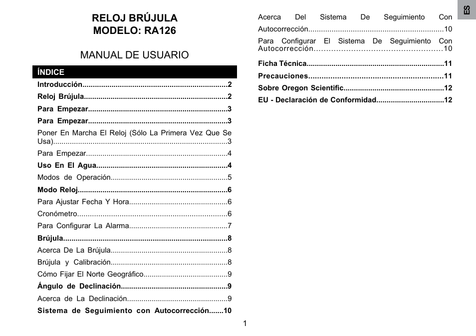 Reloj brújula modelo: ra126 manual de usuario | Oregon Scientific RA126 User Manual | Page 13 / 99