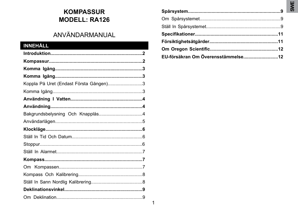 Kompassur modell: ra126 användarmanual | Oregon Scientific RA126 User Manual | Page 87 / 99