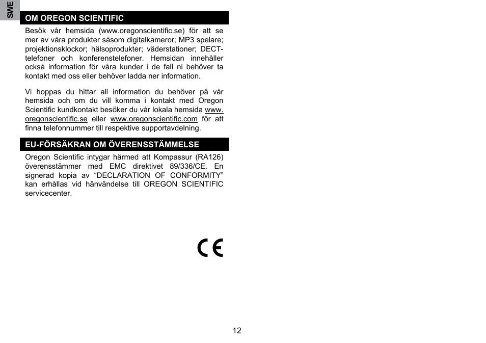 Oregon Scientific RA126 User Manual | Page 98 / 99